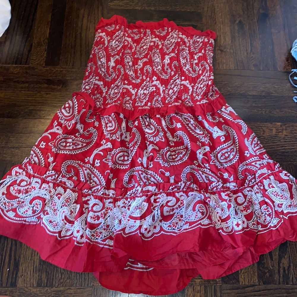 Strapless Bandana print dress, size medium